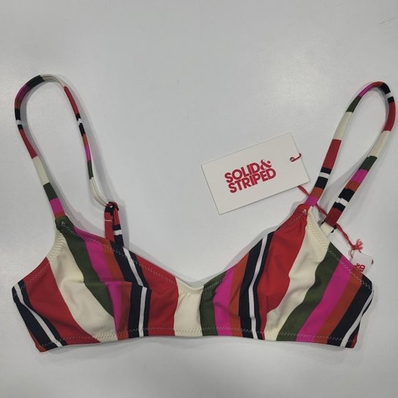 Solid & Striped The Cora Bikini Top Watermelon Stripe Sz XS - Picture 2 of 7